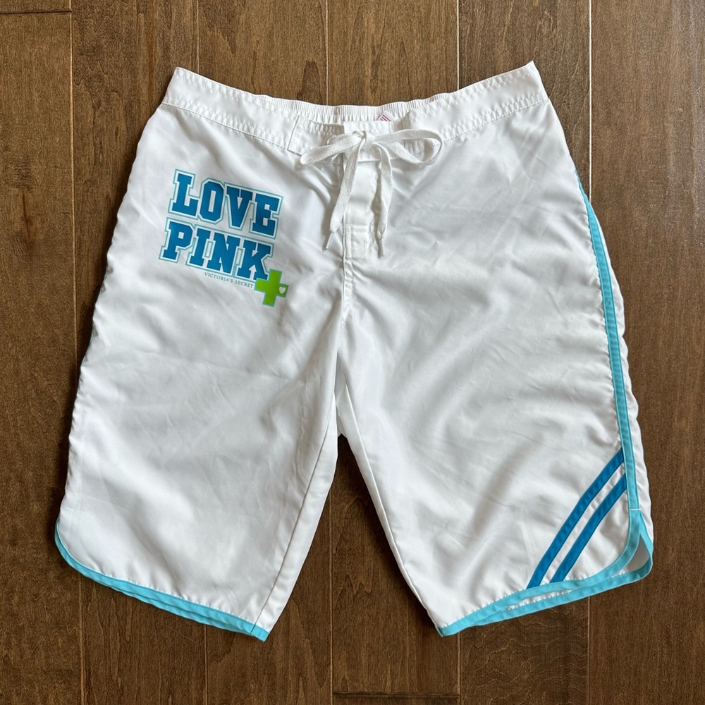 Y2K Love Pink Lifeguard Swim Trunk Board Shorts